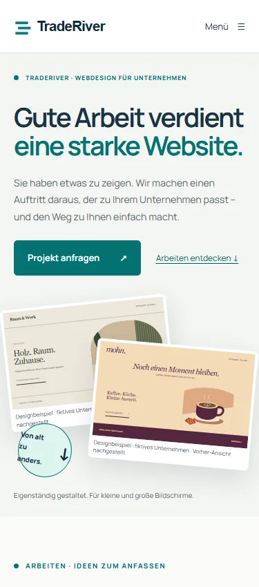 Neue TradeRiver-Startseite auf dem Smartphone